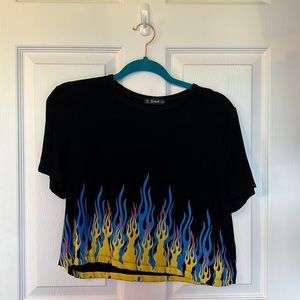 Distressed black fire top